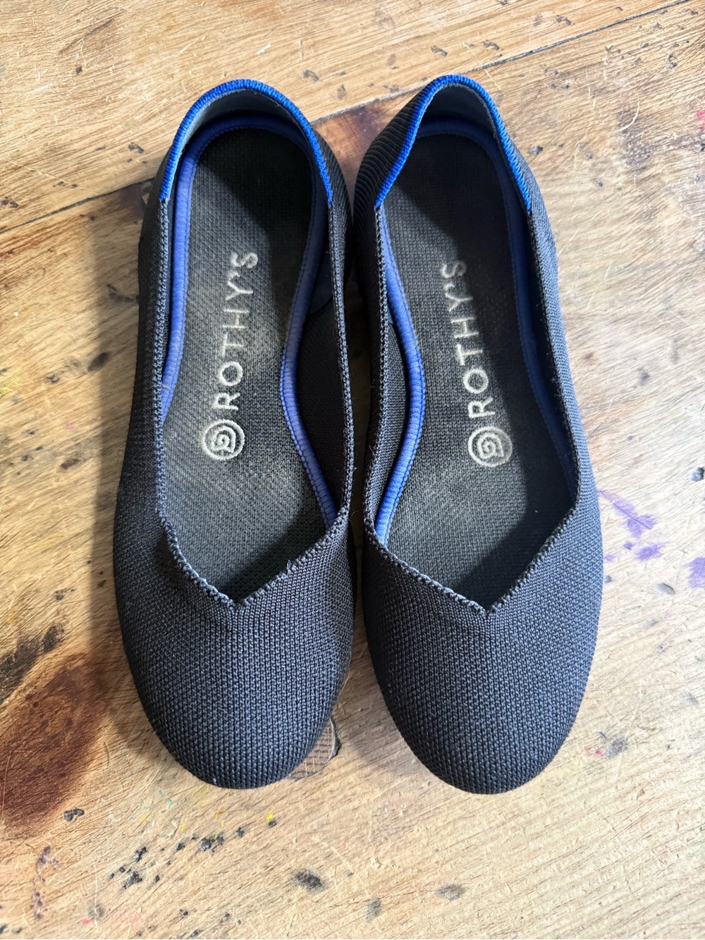 Rothy's Women’s Black Round Toe The Flat Slip On Knit Ballet Flats Size 6.5